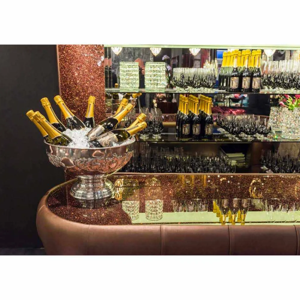 Viadurini Living Bartheke Für Zuhause-Bartheke mit Glitzerglasplatte Made in Italy, Luxus - Kalkutta