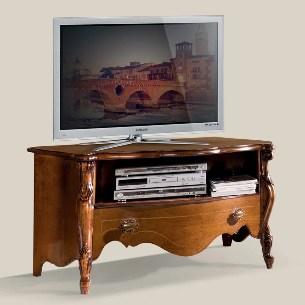 Viadurini Classic Tv-Möbel-Bassano Walnuss TV-Schrank mit Schublade Made in Italy - Commodo