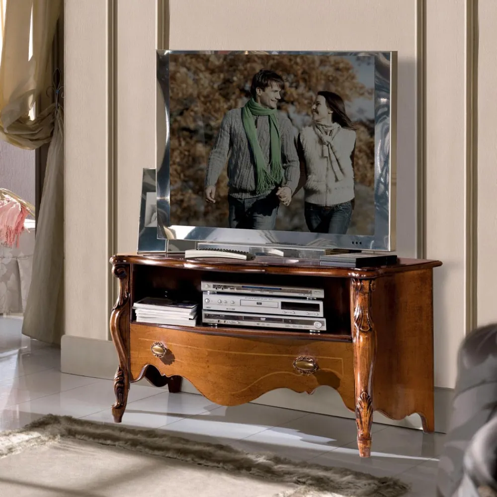 Viadurini Classic Tv-Möbel-Bassano Walnuss TV-Schrank mit Schublade Made in Italy - Commodo