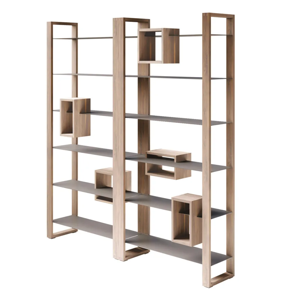 Viadurini Living Moderne Design Bücherregale-Bücherregal aus geknotetem Nussbaumholz und 6 Regalen Made in Italy - Berta