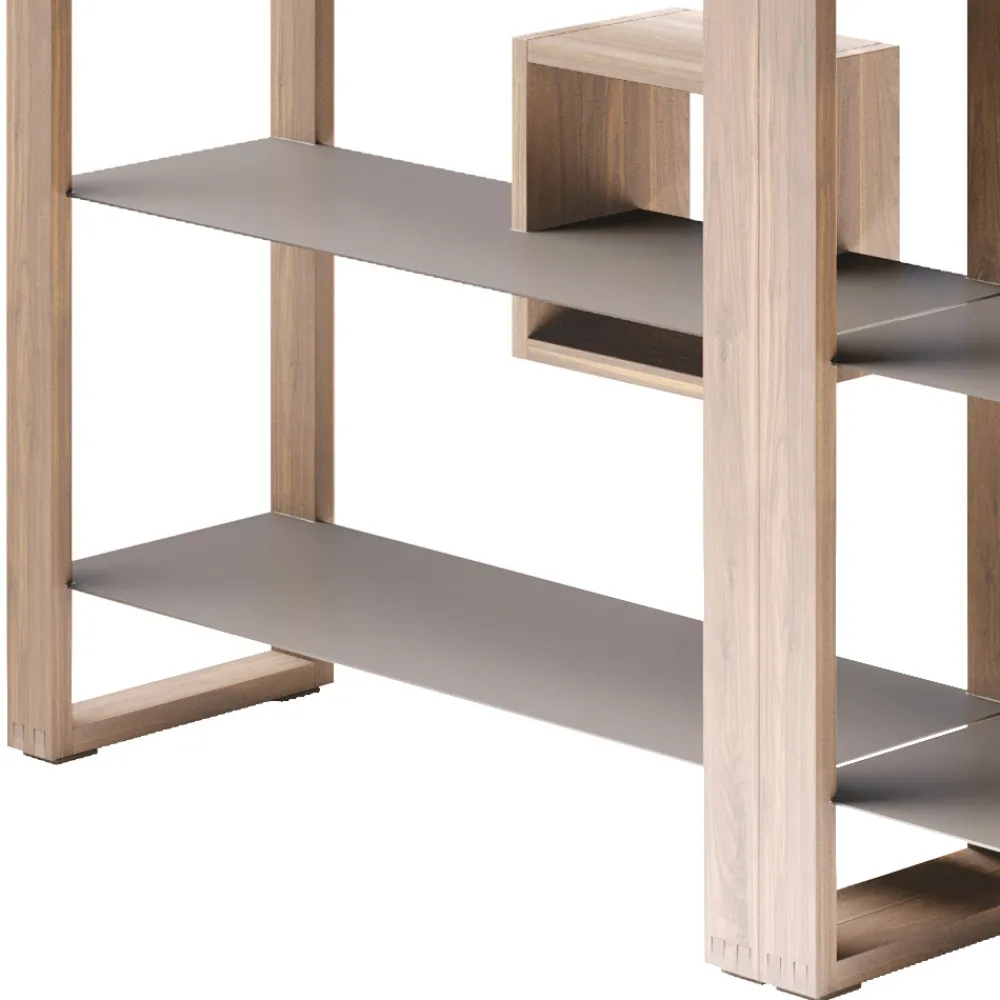 Viadurini Living Moderne Design Bücherregale-Bücherregal aus geknotetem Nussbaumholz und 6 Regalen Made in Italy - Berta