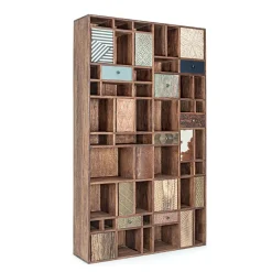 Viadurini Living Moderne Design Bücherregale-Bücherregal aus Mangoholz und recycelte Schubladen mit Homemotion-Dekorationen - Auriel