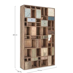 Viadurini Living Moderne Design Bücherregale-Bücherregal aus Mangoholz und recycelte Schubladen mit Homemotion-Dekorationen - Auriel