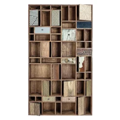 Viadurini Living Moderne Design Bücherregale-Bücherregal aus Mangoholz und recycelte Schubladen mit Homemotion-Dekorationen - Auriel