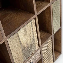 Viadurini Living Moderne Design Bücherregale-Bücherregal aus Mangoholz und recycelte Schubladen mit Homemotion-Dekorationen - Auriel