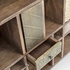 Viadurini Living Moderne Design Bücherregale-Bücherregal aus Mangoholz und recycelte Schubladen mit Homemotion-Dekorationen - Auriel