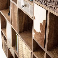 Viadurini Living Moderne Design Bücherregale-Bücherregal aus Mangoholz und recycelte Schubladen mit Homemotion-Dekorationen - Auriel