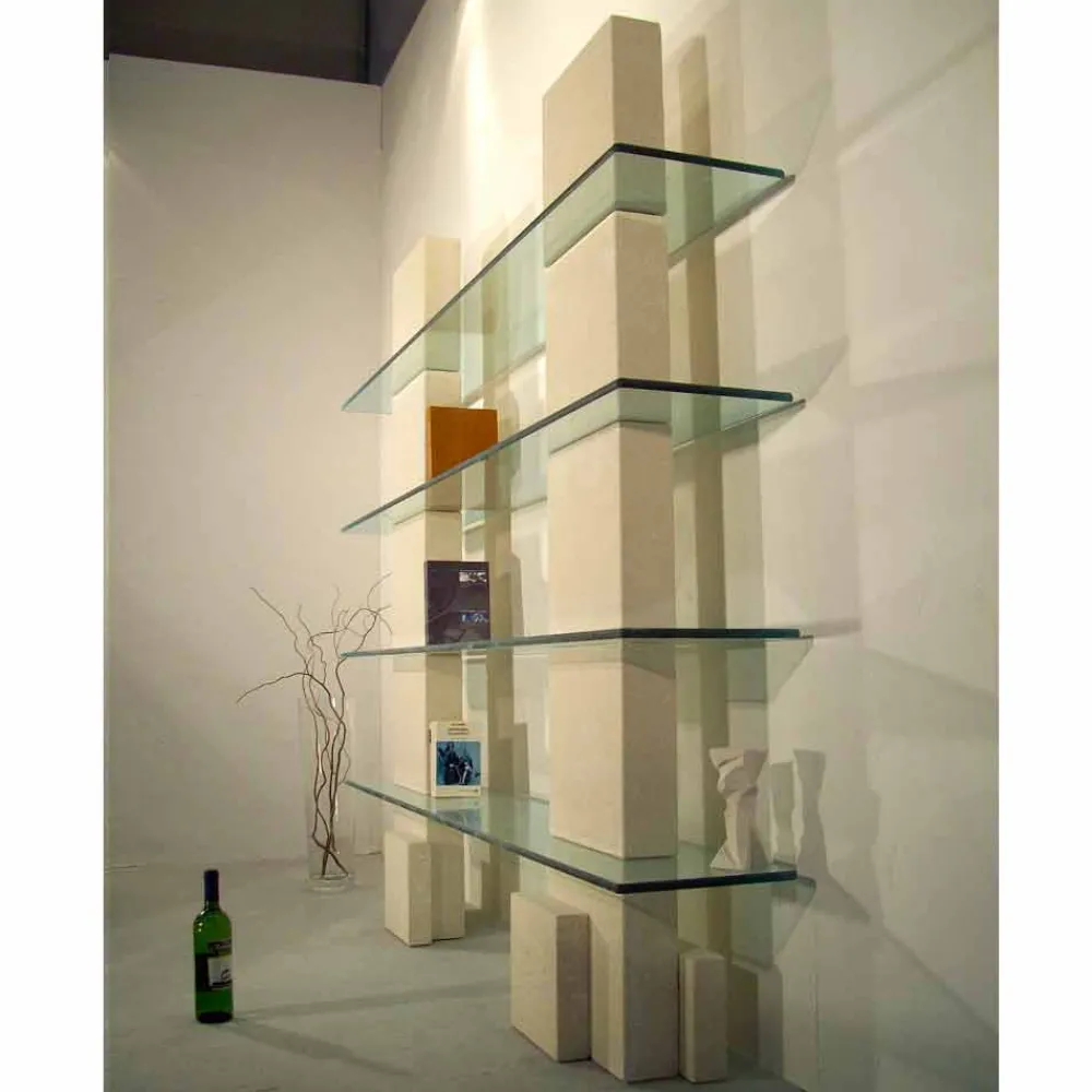 Viadurini Living Moderne Design Bücherregale-Bücherregal aus Stein und Kristall in modernem Design Poplia