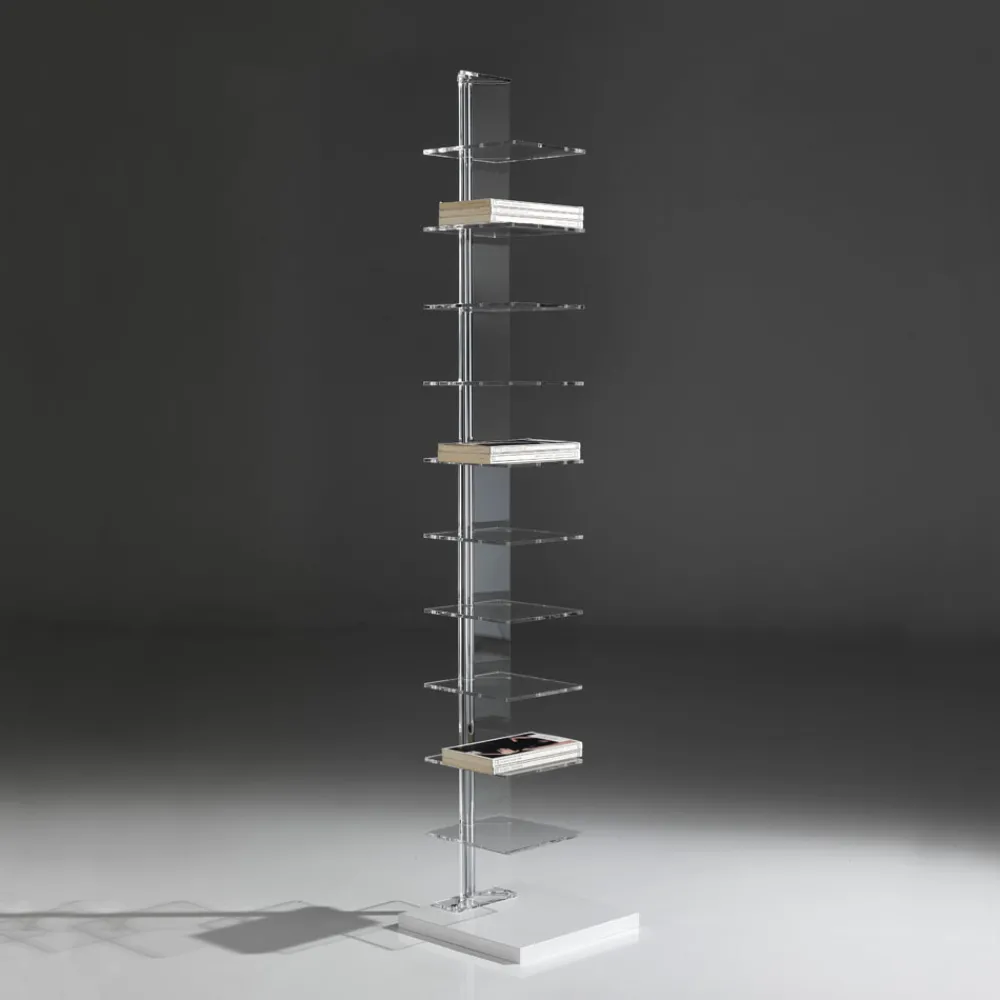 Viadurini Living Moderne Design Bücherregale-Bücherregal aus transparentem Acryl – Chrom