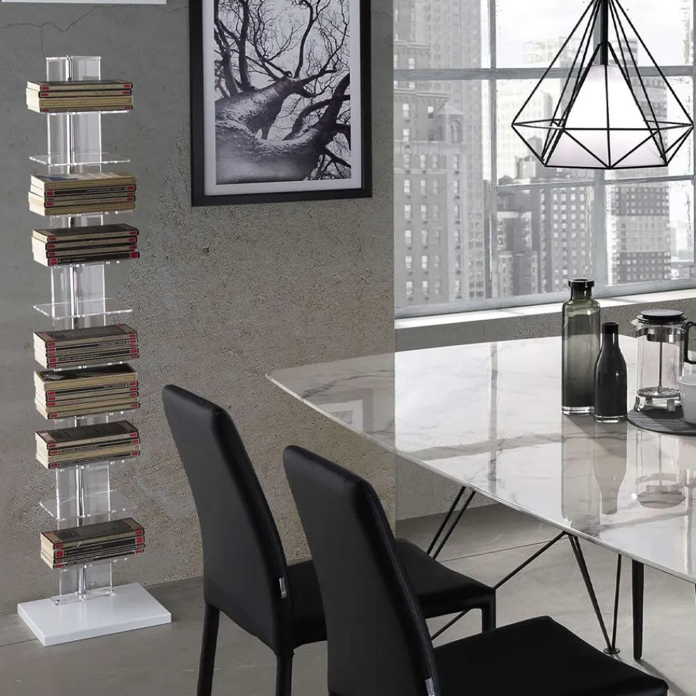 Viadurini Living Moderne Design Bücherregale-Bücherregal aus transparentem Acryl – Chrom