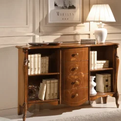 Viadurini Classic Moderne Design Bücherregale-Bücherregal aus Walnussholz mit Intarsien und 4 Schubladen Made in Italy - Caligola