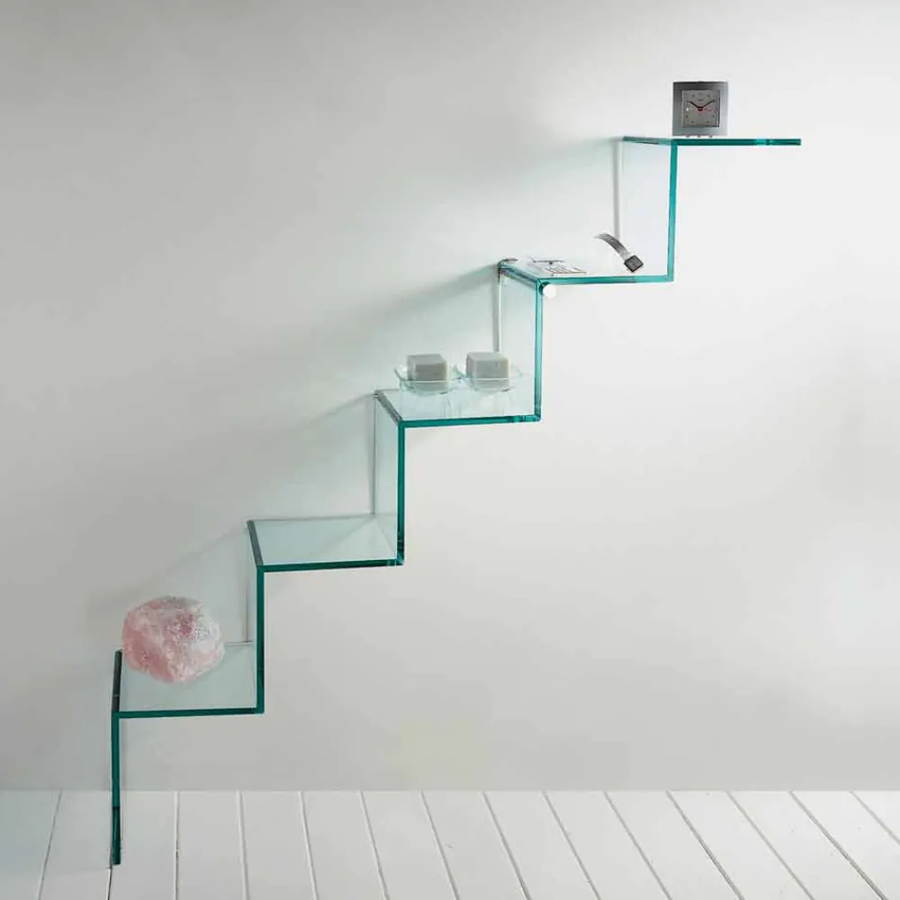 Viadurini Living Moderne Design Bücherregale-Bücherregal für Objekte an der Wand Original Design in Glasleiter - Volano