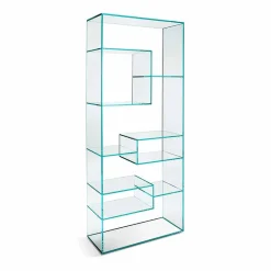 Viadurini Living Moderne Design Bücherregale-Bücherregal für Wohnzimmer aus extra klarem Glas mit oder ohne Schubladen Made in Italy - Linzy