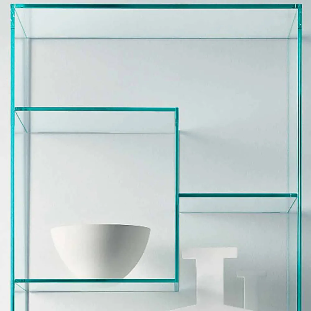 Viadurini Living Moderne Design Bücherregale-Bücherregal für Wohnzimmer aus extra klarem Glas mit oder ohne Schubladen Made in Italy - Linzy