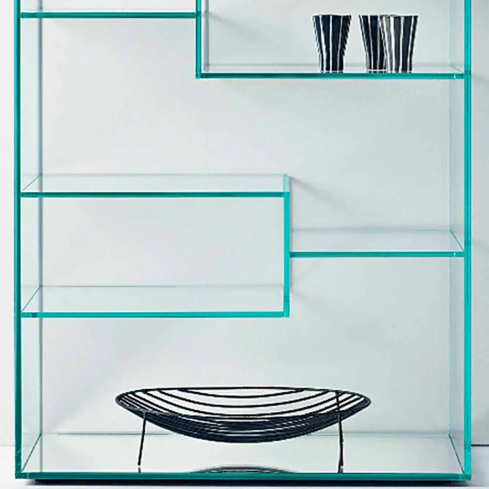 Viadurini Living Moderne Design Bücherregale-Bücherregal für Wohnzimmer aus extra klarem Glas mit oder ohne Schubladen Made in Italy - Linzy