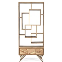 Viadurini Living Moderne Design Bücherregale-Bücherregal für Wohnzimmer aus Akazienholz und Homemotion-Schublade - Auriel