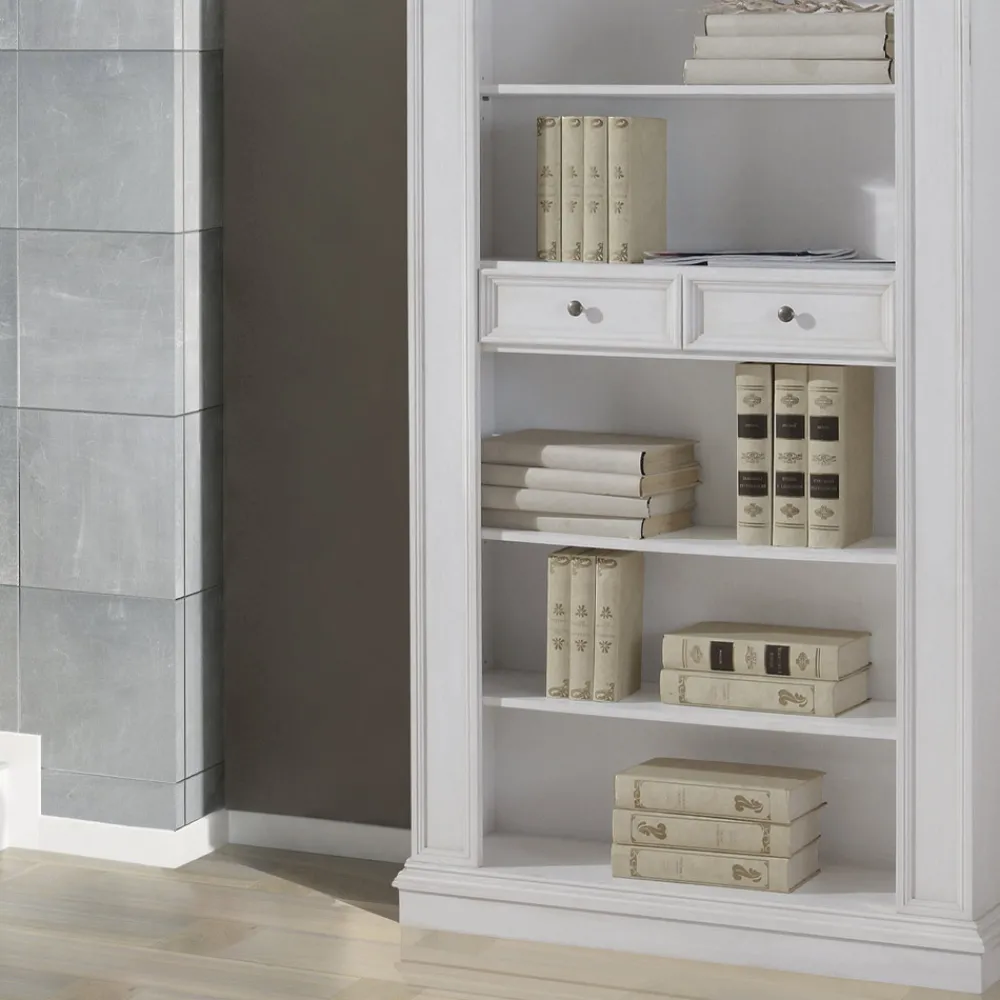 Viadurini Classic Moderne Design Bücherregale-Bücherregal mit 6 offenen Fächern und 2 Schubladen Made in Italy – Flora