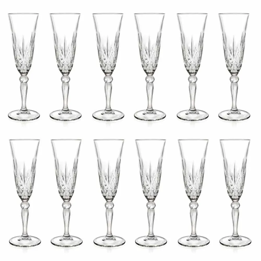 Viadurini Kitchen Italienisches Kristallgeschirr-Becherflöte Ökologisches Kristallglas für Champagner 12 Stück - Cantabile