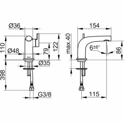 Viadurini Taps Waschbeckenarmaturen-Becken Wasserhahn 8 cm Höhe in Messing ohne Abfluss, hohe Qualität - Pinto