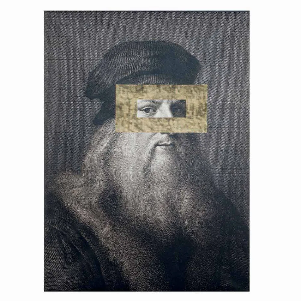 Viadurini Living Abstrakte Bilder-Bedrucktes Leinwandbild mit Blattgold-Detail Made in Italy - Vinci