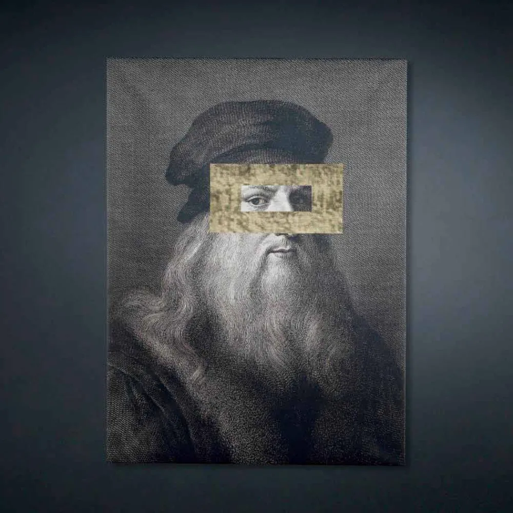 Viadurini Living Abstrakte Bilder-Bedrucktes Leinwandbild mit Blattgold-Detail Made in Italy - Vinci