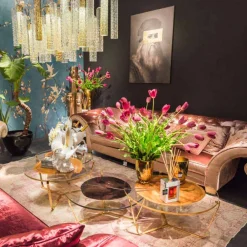 Viadurini Living Abstrakte Bilder-Bedrucktes Leinwandbild mit Blattgold-Detail Made in Italy - Vinci