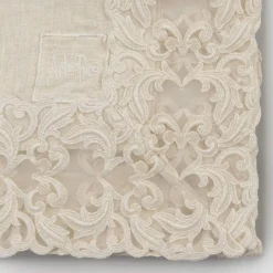 Viadurini Textile Tischdecken-Beige Leinen quadratische Tischdecke mit handgefertigter Luxus Farnese Spitze - Kippel