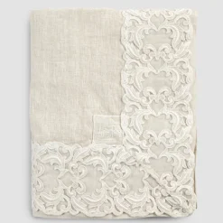 Viadurini Textile Tischdecken-Beige rechteckige Leinentischdecke mit Farnese Luxury Artisan Lace - Kippel