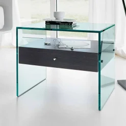 Viadurini Night Design Nachttische-Beistelltisch aus modernem Design aus extraklarem Glas Made in Italy - Segreto