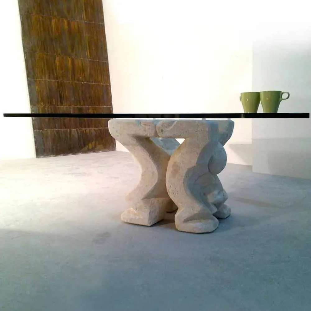 Viadurini Living Couchtische Aus Stein-Beistelltisch aus Stein und Kristall in modernem Design Medusa-S