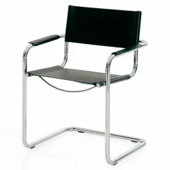 Viadurini Living Bürostühle-Besprechungsstuhl aus schwarzem Leder und Metall - Cirillo