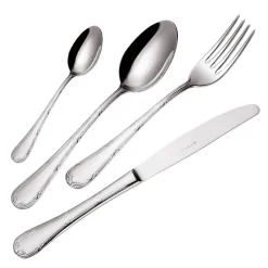 Viadurini Kitchen Besteck Set-Besteck aus poliertem Edelstahl mit abgerundetem Griff verziert 24 Stück - Mekano