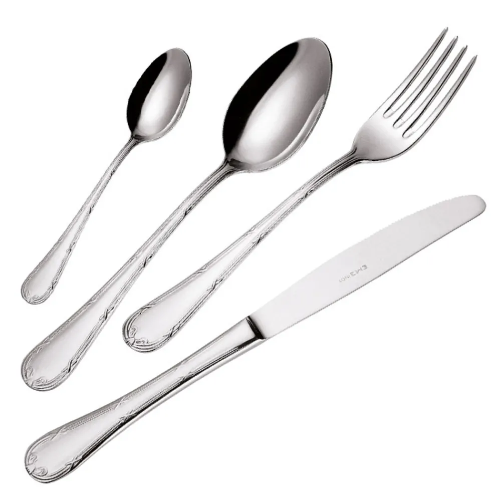 Viadurini Kitchen Besteck Set-Besteck aus poliertem Edelstahl mit abgerundetem Griff verziert 24 Stück - Mekano