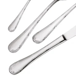 Viadurini Kitchen Besteck Set-Besteck aus poliertem Edelstahl mit abgerundetem Griff verziert 24 Stück - Mekano