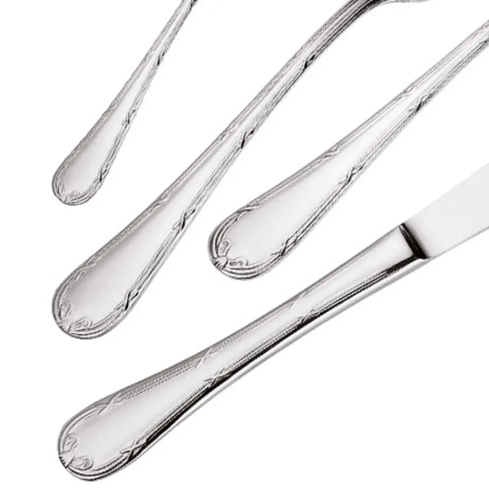 Viadurini Kitchen Besteck Set-Besteck aus poliertem Edelstahl mit abgerundetem Griff verziert 24 Stück - Mekano