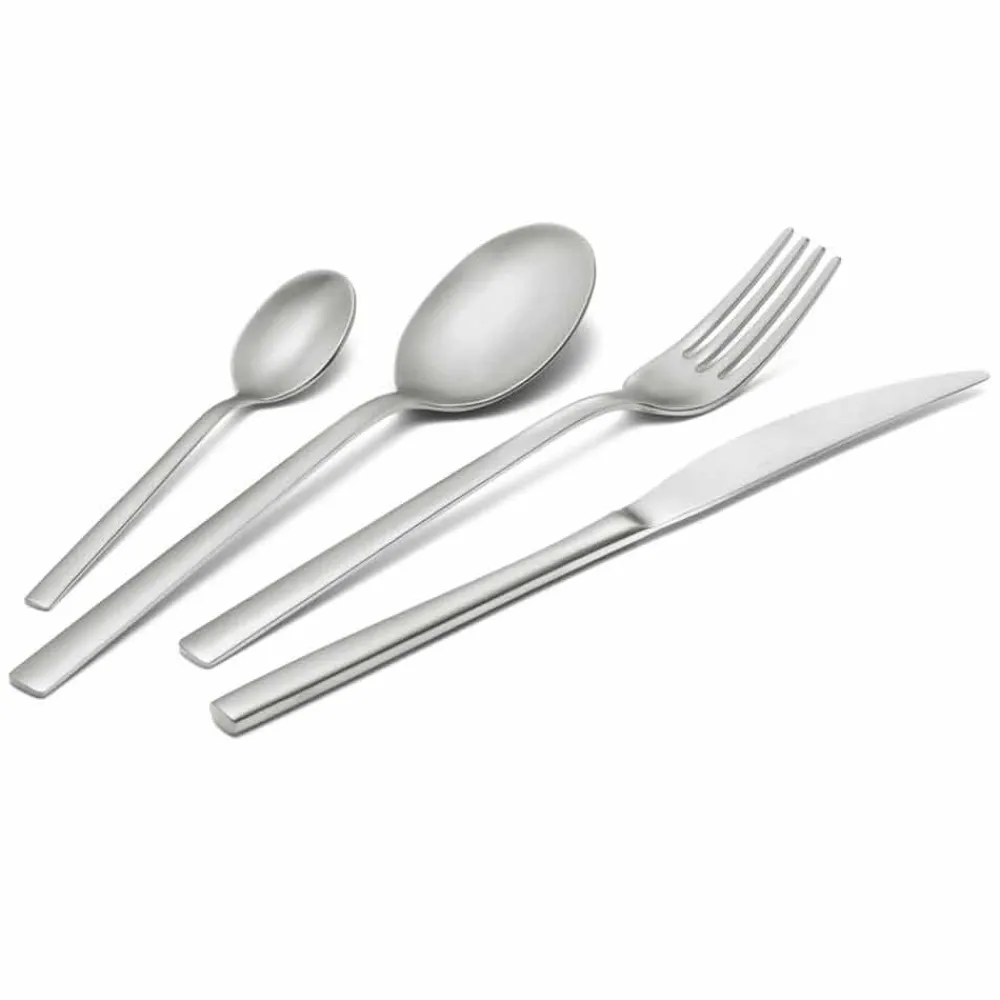 Viadurini Kitchen Besteck Set-Besteck Set aus sandgestrahltem Edelstahl 24 Stück elegantes Design - Ronfo