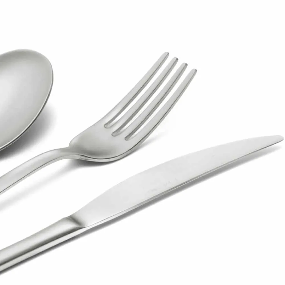 Viadurini Kitchen Besteck Set-Besteck Set aus sandgestrahltem Edelstahl 24 Stück elegantes Design - Ronfo