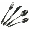 Viadurini Kitchen Besteck Set-Besteckset aus glänzendem schwarzem Stahl rundes Design 24-teilig - Tropfen