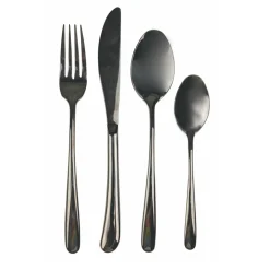 Viadurini Kitchen Besteck Set-Besteckset aus glänzendem schwarzem Stahl rundes Design 24-teilig - Tropfen