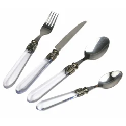 Viadurini Kitchen Besteck Set-Besteck-Set aus Stahl und transparentem Kunststoffgriff 24-tlg. - Palazzo