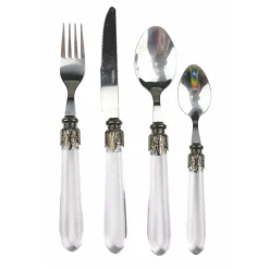 Viadurini Kitchen Besteck Set-Besteck-Set aus Stahl und transparentem Kunststoffgriff 24-tlg. - Palazzo
