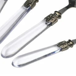 Viadurini Kitchen Besteck Set-Besteck-Set aus Stahl und transparentem Kunststoffgriff 24-tlg. - Palazzo