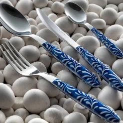 Viadurini Kitchen Besteck Set-Besteckset aus Stahl und Kunststoff Blau oder Weiß Dekoration 24-tlg. - Alessandra