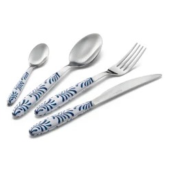 Viadurini Kitchen Besteck Set-Besteckset aus Stahl und Kunststoff Blau oder Weiß Dekoration 24-tlg. - Alessandra