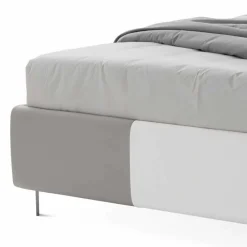 Viadurini Night Design Maßgeschneiderte Möbel|Polsterbetten-Bett Doppel mit Behälter in zweifarbigem Ecoleather Made in Italy - Jasmin