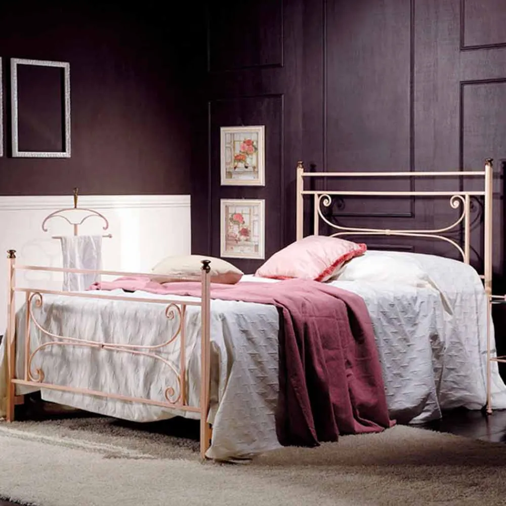 Viadurini Night Design Maßgeschneiderte Möbel|Schmiedeeisen Queen Size Bett-Bett 120x190 cm aus Schmiedeeisen Claudia Made in Italy