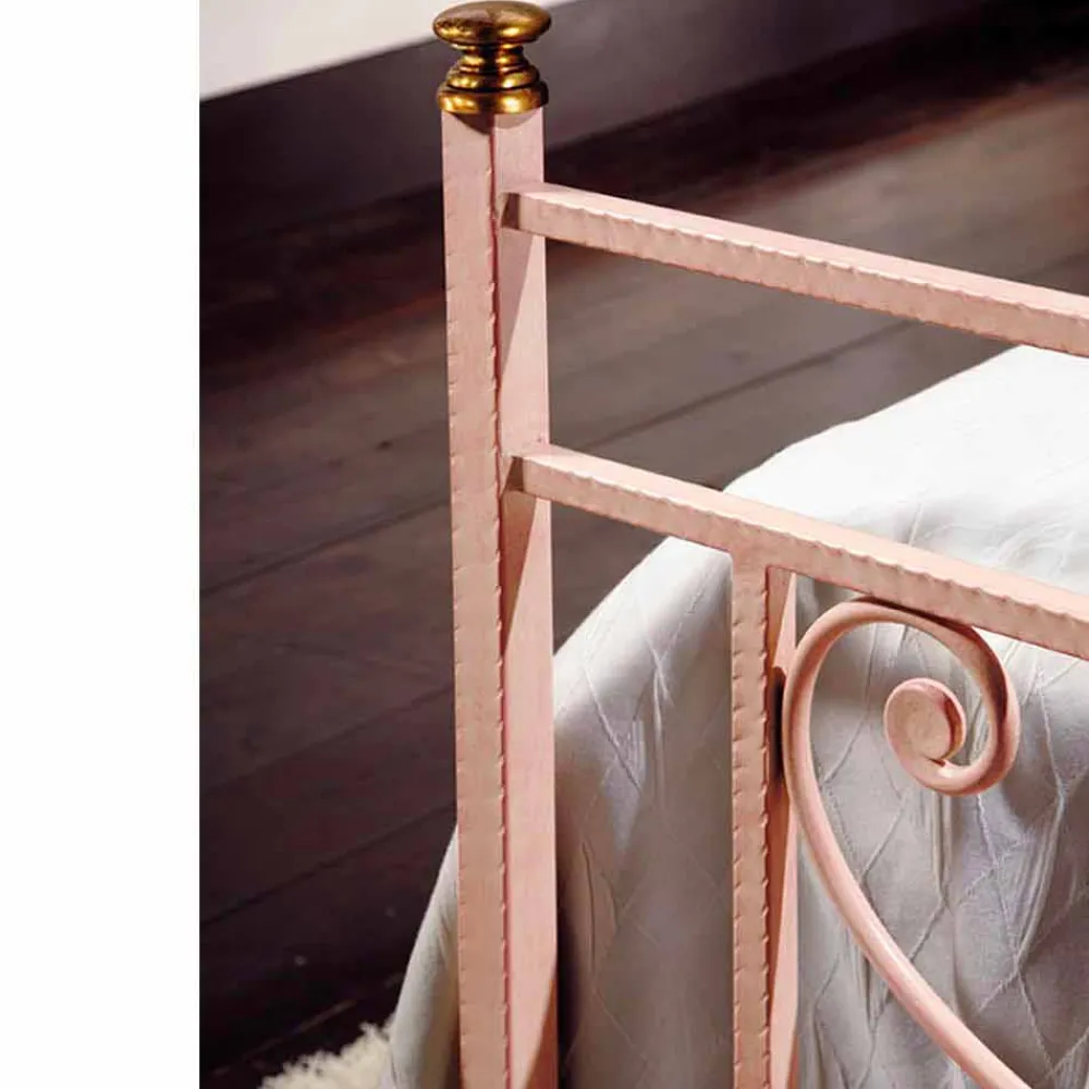 Viadurini Night Design Maßgeschneiderte Möbel|Schmiedeeisen Queen Size Bett-Bett 120x190 cm aus Schmiedeeisen Claudia Made in Italy