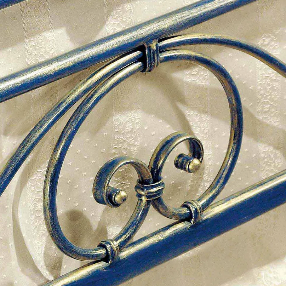 Viadurini Night Design Maßgeschneiderte Möbel|Schmiedeeisen Queen Size Bett-Bett 120x90 cm aus Schmiedeeisen Gloria Made in Italy