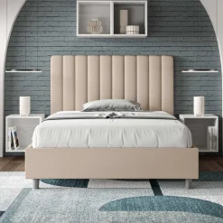 Viadurini Night Design Polsterbetten 120X190-Bett 140x200 cm Kopfteil mit symmetrischen vertikalen Linien Made in Italy - Glove