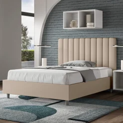 Viadurini Night Design Polsterbetten 120X190-Bett 140x200 cm Kopfteil mit symmetrischen vertikalen Linien Made in Italy - Glove